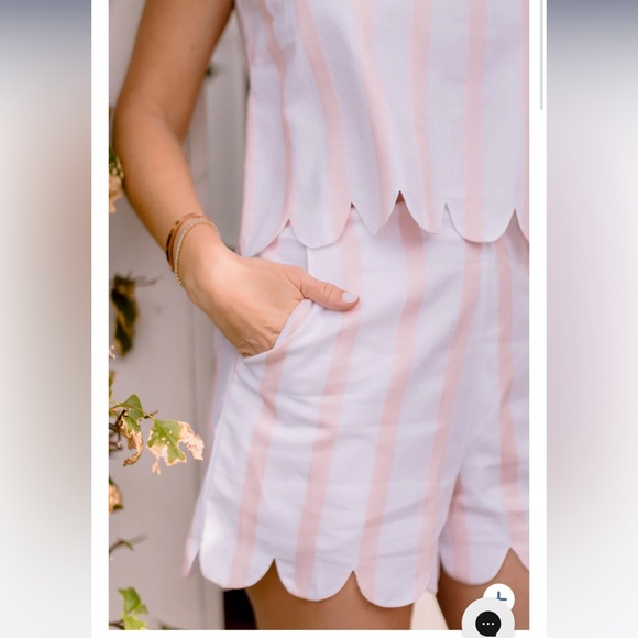 NWT SAIL TO SABLE Blush Stripe Scalloped Short Set - Picture 3 of 9
